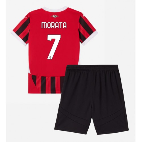 Dres AC Milan Alvaro Morata #7 Domaci za djecu 2024-25 Kratak Rukav (+ kratke hlače)